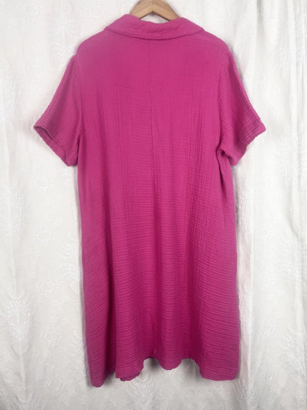 Kozan Harley gauzy cotton midi dress Raspberry Pink oversized lagenlook boho L - Picture 7 of 10